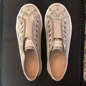 Coach Slip-On Tennis Shoes Tan/Champagne/Gold - Size 7B